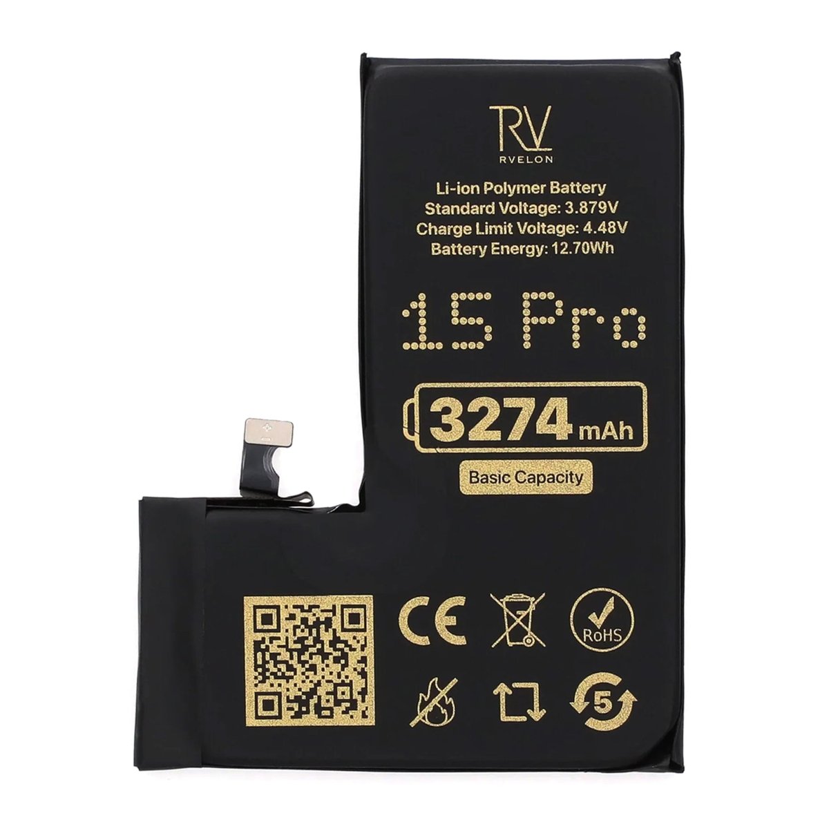 Rvelon Premium Batteri til iPhone 15 Pro - 3274mAh