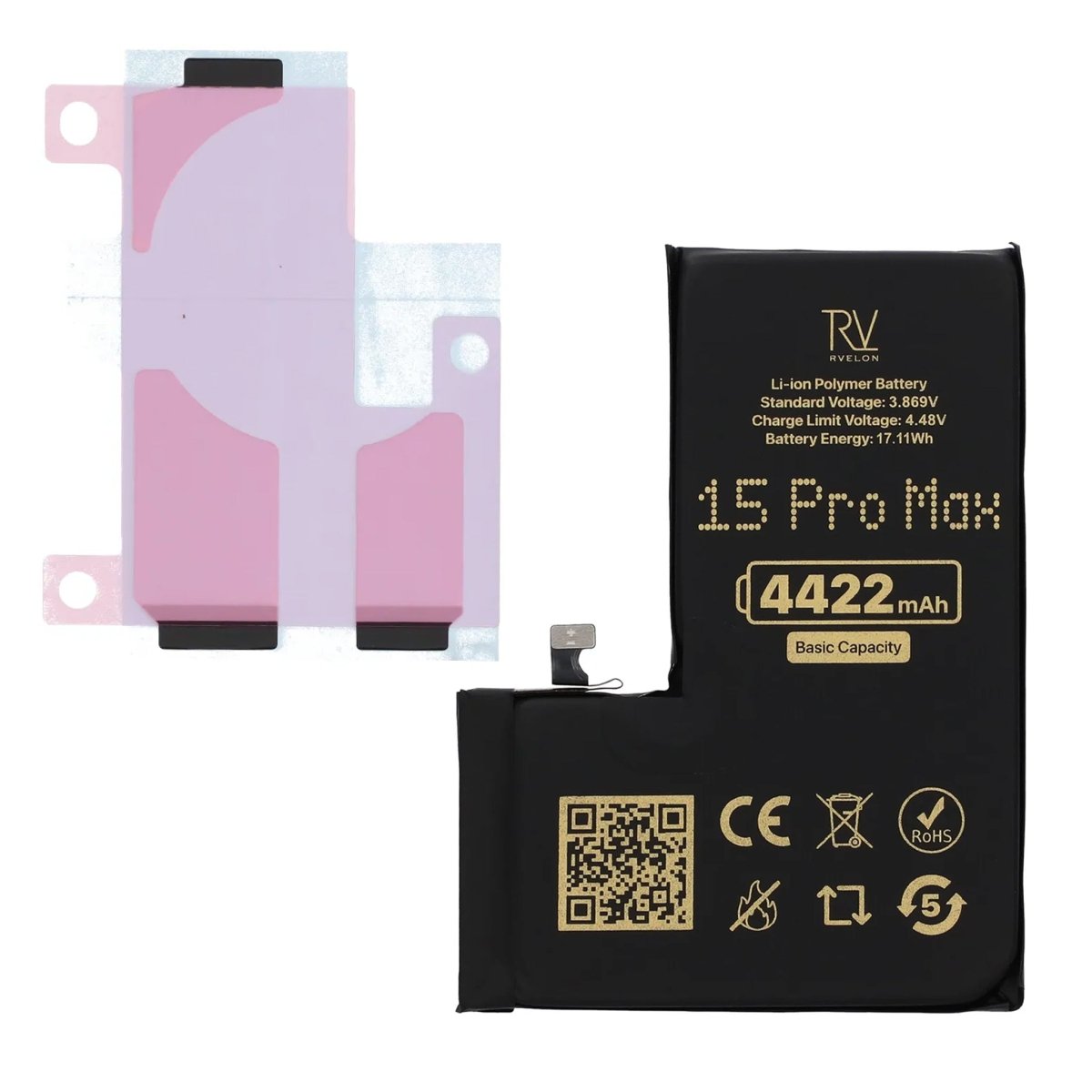 Rvelon Premium Batteri til iPhone 15 Pro Max - 4422mAh