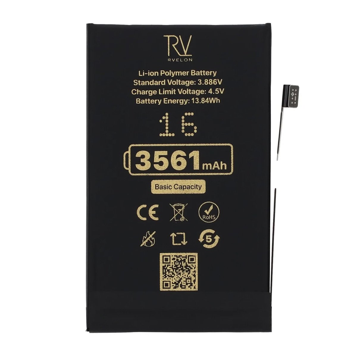 Rvelon Premium Batteri til iPhone 16 - 3561mAh