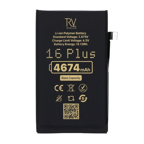 Rvelon Premium Batteri til iPhone 16 Plus - 4674mAh