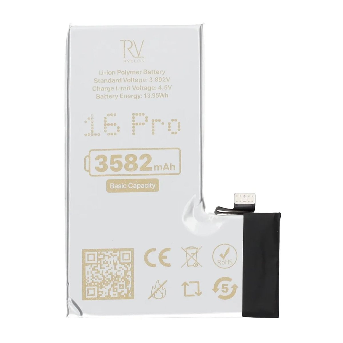 Rvelon Premium Batteri til iPhone 16 Pro - 3582mAh