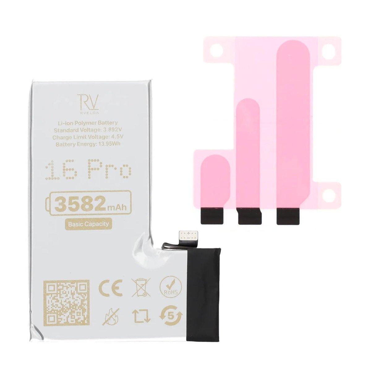 Rvelon Premium Batteri til iPhone 16 Pro - 3582mAh