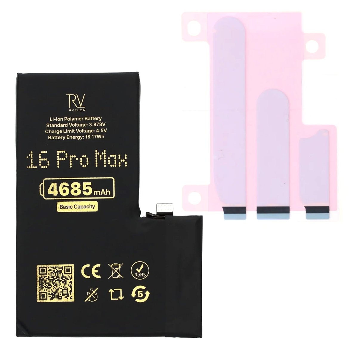 Rvelon Premium Batteri til iPhone 16 Pro Max - 4685 mAh