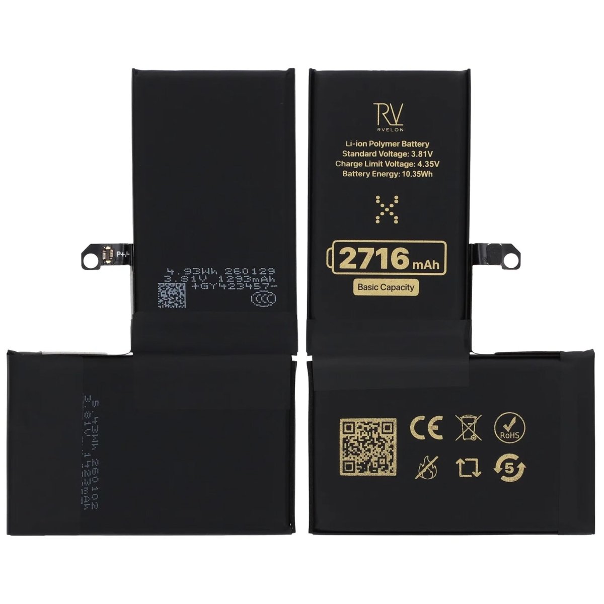 Rvelon Premium Batteri til iPhone X - 2716mAh