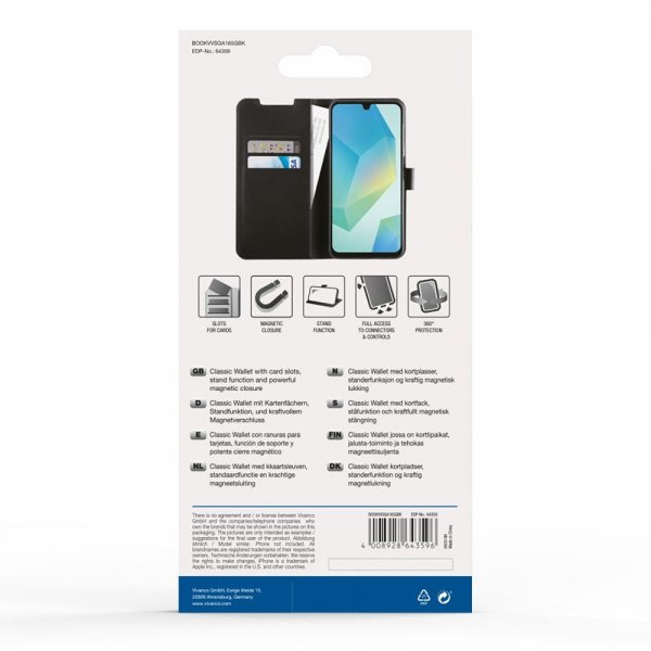 Vivanco Samsung Galaxy A16 Etui Classic Wallet Sort