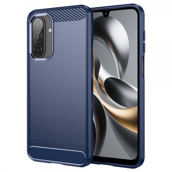 Samsung Galaxy A17 Cover Børstet Kulfibertekstur Blå