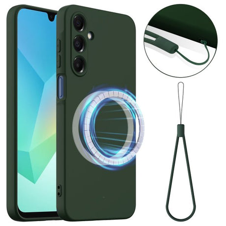 Samsung Galaxy A17 Cover med Strap Silikone MagSafe Mørkegrøn