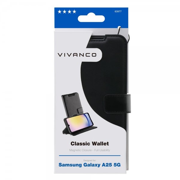 Vivanco Samsung Galaxy A25 Cover Classic Wallet Sort