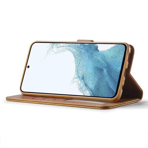 Lc.Imeeke Samsung Galaxy A35 Cover med Kreditkortholder Kickstand Lysbrun