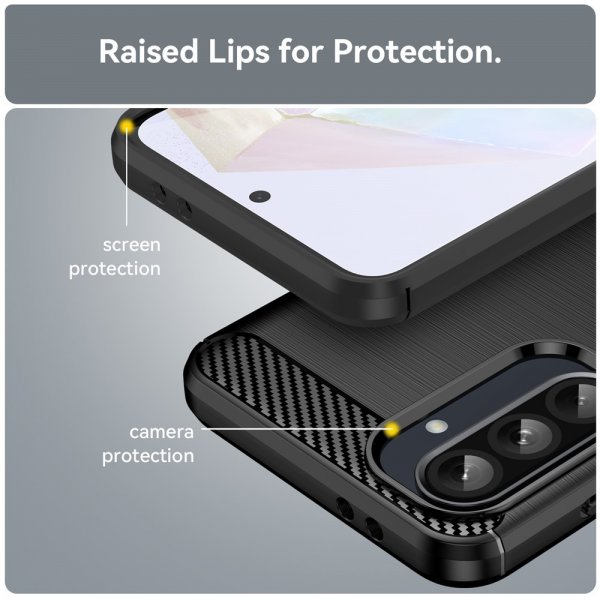 Samsung Galaxy A36/Galaxy A56 Cover Børstet Kulfibertekstur Sort