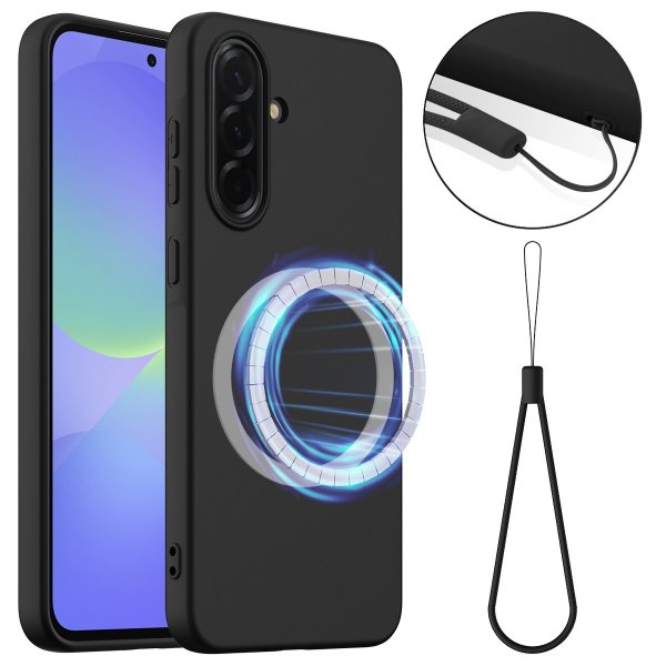 Samsung Galaxy A37 Cover med Strop Silikone MagSafe Sort
