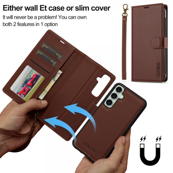 Lc.Imeeke Samsung Galaxy A55 Etui med Aftageligt Cover L2 Series MagSafe Brun