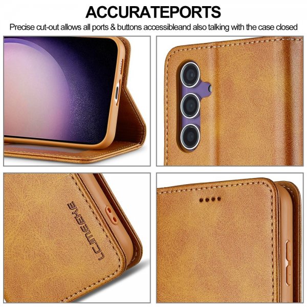 Lc.Imeeke Samsung Galaxy A56 Etui med Kortlomme Stativfunktion Lysebrun