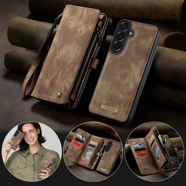 CaseMe Samsung Galaxy A57 Etui 008 Series Aftagelig Skal Brun