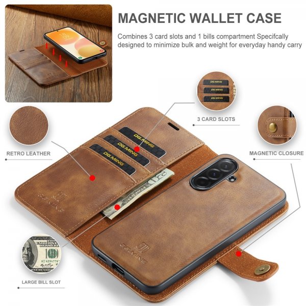 Dg.Ming Samsung Galaxy A57 Etui med Aftageligt Cover Brun