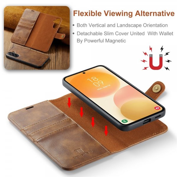 Dg.Ming Samsung Galaxy A57 Etui med Aftageligt Cover Brun