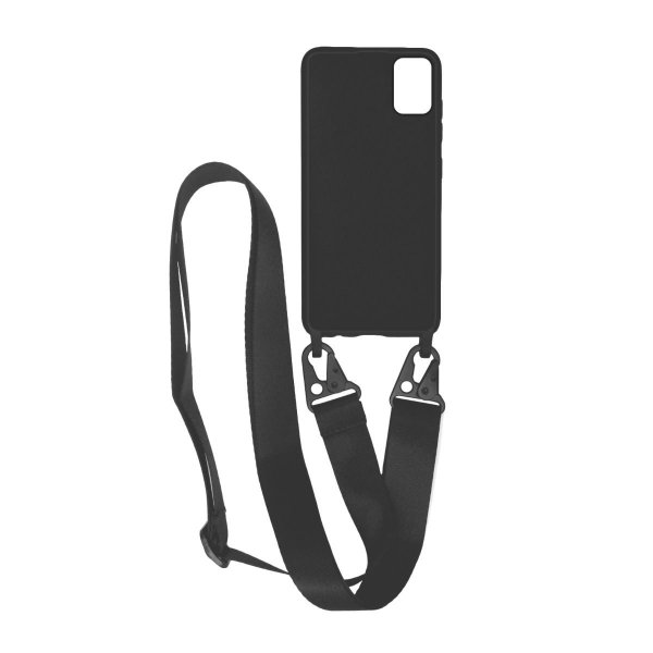 Samsung Galaxy A71 Cover Silikone med Halsrem Sort