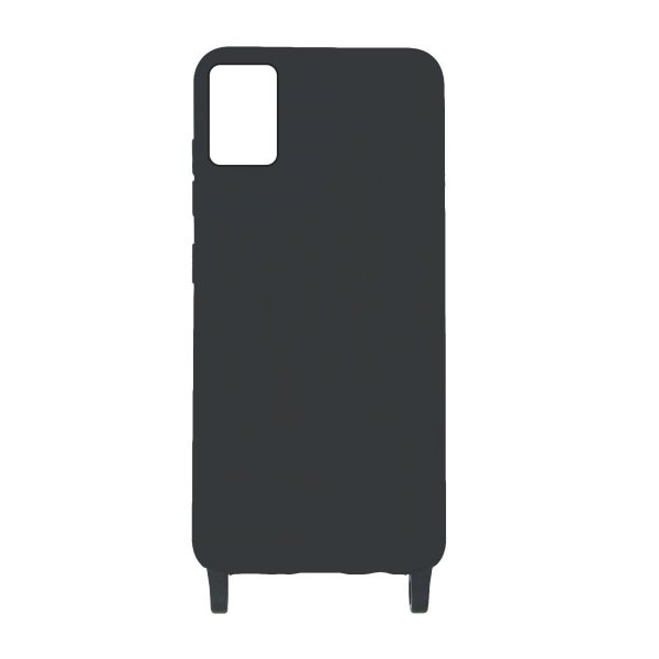 Samsung Galaxy A71 Cover Silikone med Halsrem Sort