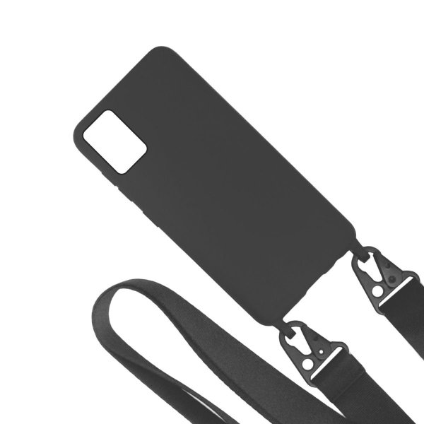 Samsung Galaxy A71 Cover Silikone med Halsrem Sort