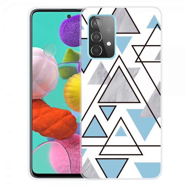 Samsung Galaxy A72 Cover Marmortrekanter Lyseblå
