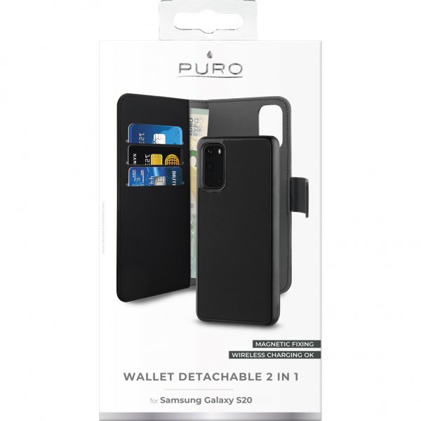 Puro Samsung Galaxy S20 Cover Wallet Aftagelig 2 i 1 Sort
