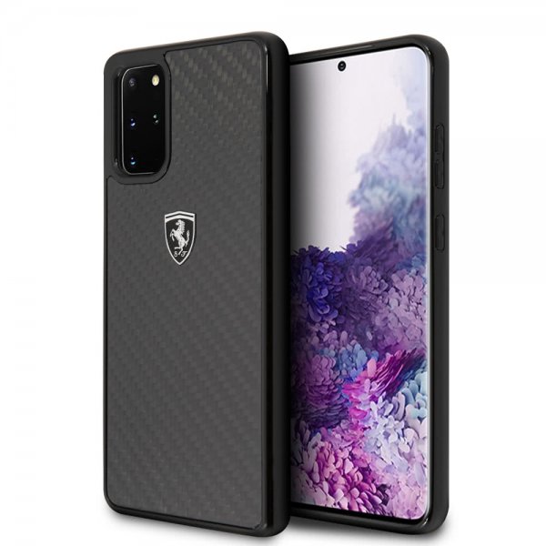 Ferrari Samsung Galaxy S20 Plus Cover Kulstoftekstur Sort