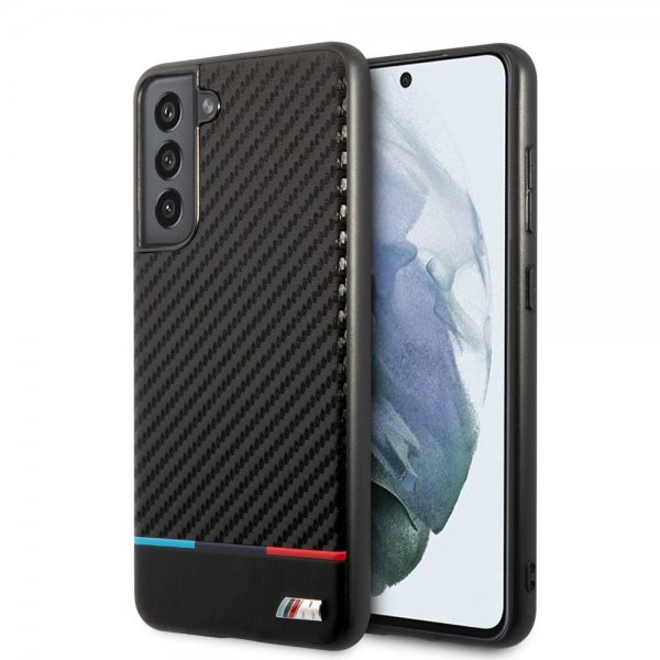 BMW Samsung Galaxy S21 FE Cover Tricolor Stripe Carbon Sort
