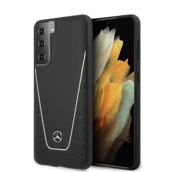 Mercedes Benz Samsung Galaxy S21 Plus Cover Logo Perforeret Dynamisk Sort