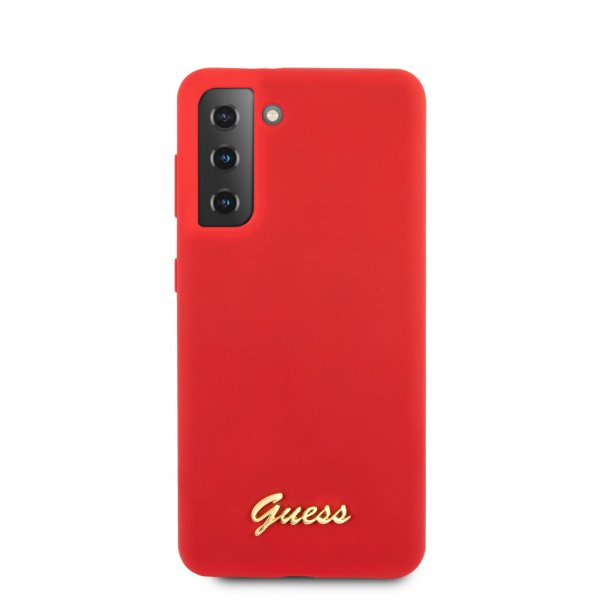 Guess Samsung Galaxy S21 Plus Cover Metal Logo Rød