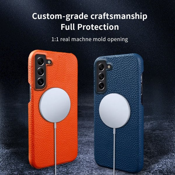 Samsung Galaxy S21 Cover Ægte Læder MagSafe Mintgrøn