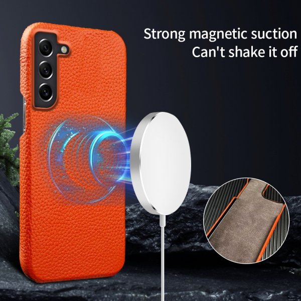 Samsung Galaxy S21 Cover Ægte Læder MagSafe Mørkeblå