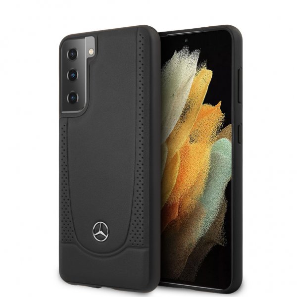 Mercedes Benz Samsung Galaxy S21 Cover Logo Perforeret Sort