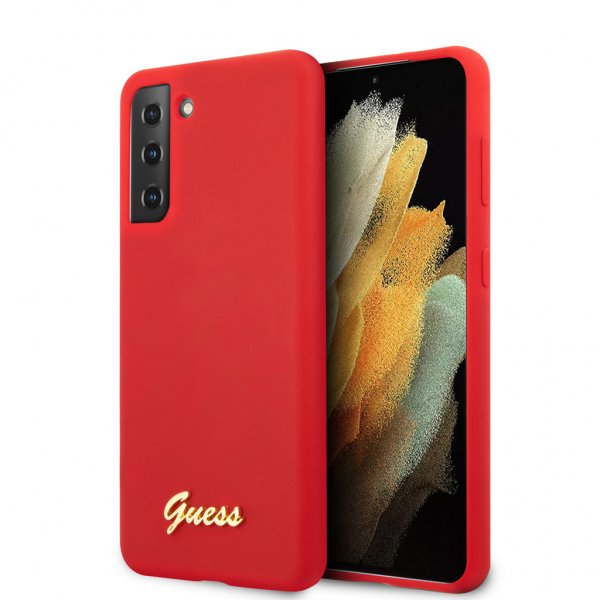 Guess Samsung Galaxy S21 Cover Metal Logo Rød
