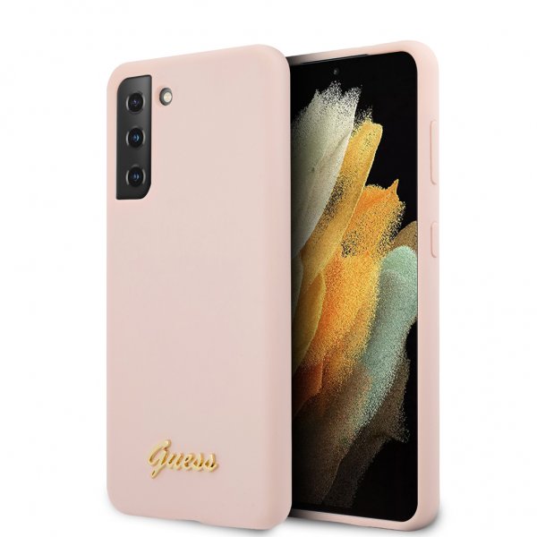Guess Samsung Galaxy S21 Cover Metal Logo Rosa