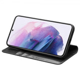 Qialino Samsung Galaxy S22 Cover Ægte læder Kortlomme Sort