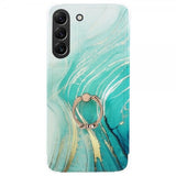 Samsung Galaxy S22 Plus Cover med Ring Marmormønster Grøn