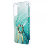 Samsung Galaxy S22 Plus Cover med Ring Marmormønster Grøn