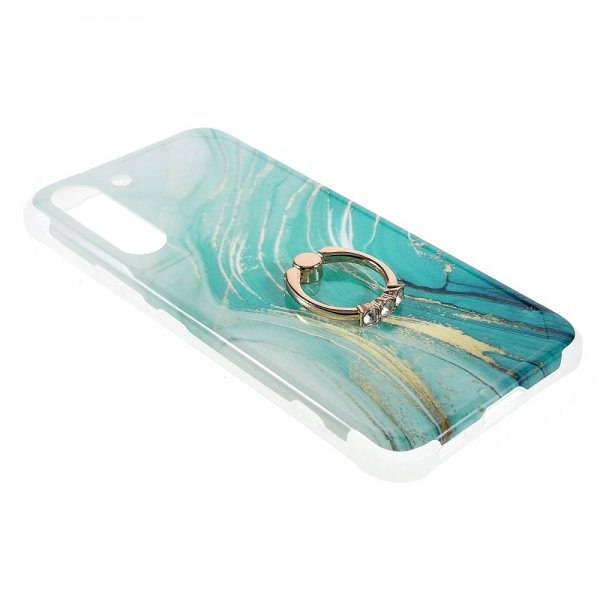 Samsung Galaxy S22 Plus Cover med Ring Marmormønster Grøn