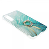 Samsung Galaxy S22 Plus Cover med Ring Marmormønster Grøn