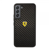 Ferrari Samsung Galaxy S22 Plus Cover Ægte Kulfiber Metal Logo Sort