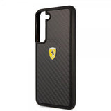 Ferrari Samsung Galaxy S22 Cover Ægte Carbon Metal Logo Sort