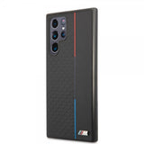 BMW Samsung Galaxy S22 Ultra Cover trekantmønster & trefarvet stribe sort