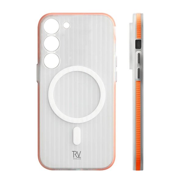 Rvelon Samsung Galaxy S23 Cover Bølget MagSafe Orange