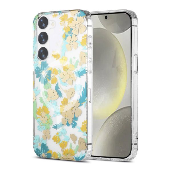 Samsung Galaxy S23 Cover Blomstermønster MagSafe Turkis