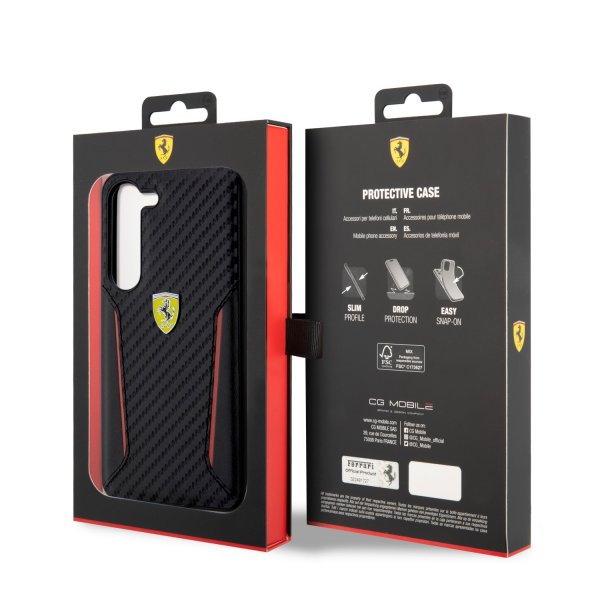 Ferrari Samsung Galaxy S23 Plus Cover Carbon & Stripe Sort