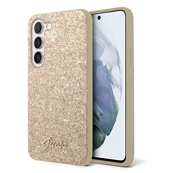 Guess Samsung Galaxy S23 Plus Cover Fixed Glitter Case Guld