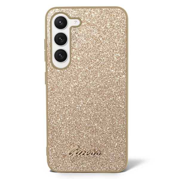 Guess Samsung Galaxy S23 Plus Cover Fixed Glitter Case Guld