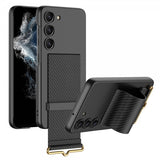 GKK Samsung Galaxy S23 Plus Cover Håndrem Kulfibertekstur Sort