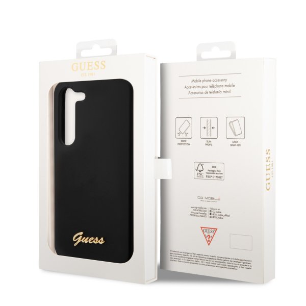 Guess Samsung Galaxy S23 Plus Cover Liquid Silicone Metal Logo Sort