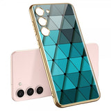 GKK Samsung Galaxy S23 Plus Cover Motiv Blå Trekanter